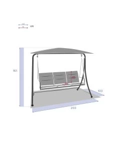 Balancelle De Jardin LAKO 3 Places - Polyester Et Acier -Art de jardin pour la maison balancelle de jardin lako 3 places polyester et acier 5