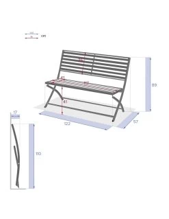 Banc De Jardin Olbia 3 Places Pliant Gris - L.122 X P.53 X H.88 Cm -Art de jardin pour la maison banc de jardin olbia 3 places pliant gris l122 x p53 x h88 cm 3
