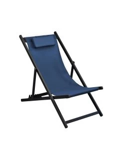 Chilienne Pliante Linea En Aluminium Et Polyester - Graphite / Bleu