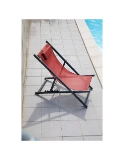 Chilienne Pliante Linea En Aluminium Et Polyester - Graphite / Rouge