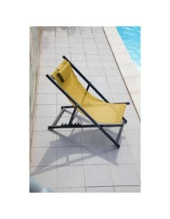 Chilienne Pliante Linea En Aluminium Et Polyester - Graphite / Moutarde