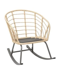 Fauteuil à Bascule Cherone En Acier Et Texaline Graphite -Art de jardin pour la maison fauteuil a bascule cherone en acier et texaline graphite 2