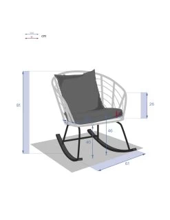 Fauteuil à Bascule Cherone En Acier Et Texaline Graphite -Art de jardin pour la maison fauteuil a bascule cherone en acier et texaline graphite 5