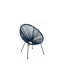 Fauteuil De Terrasse Rio Avec Cordage Plastique - Grey / Bleu