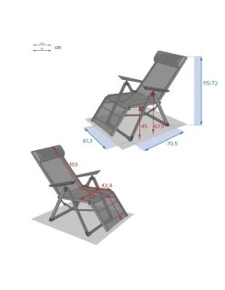 Fauteuil Relax Decima - Inclinable 8 Positions - Graphite / Anthracite -Art de jardin pour la maison fauteuil relax decima inclinable 8 positions graphite anthracite 1 8