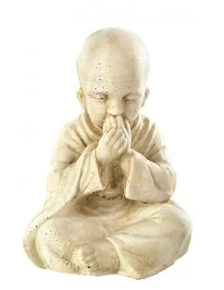 Petit Moine H.23 Cm "Je Ne Dirai Rien" Patiné Vieilli