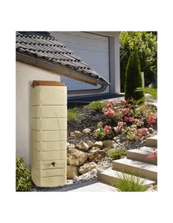 Récupérateur à Eau Mural 650 Litres Beige -Art de jardin pour la maison recuperateur a eau mural 650 litres beige 1