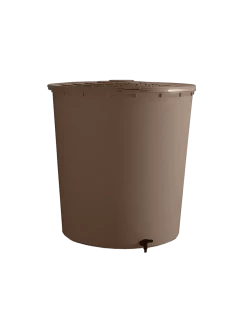 Récupérateur à Eau Rond 200 Litres Taupe Avec Couvercle Clipsé Et Robinet