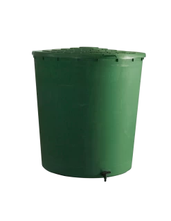 Récupérateur à Eau Rond 350 Litres Vert Avec Couvercle Clipsé Et Robinet