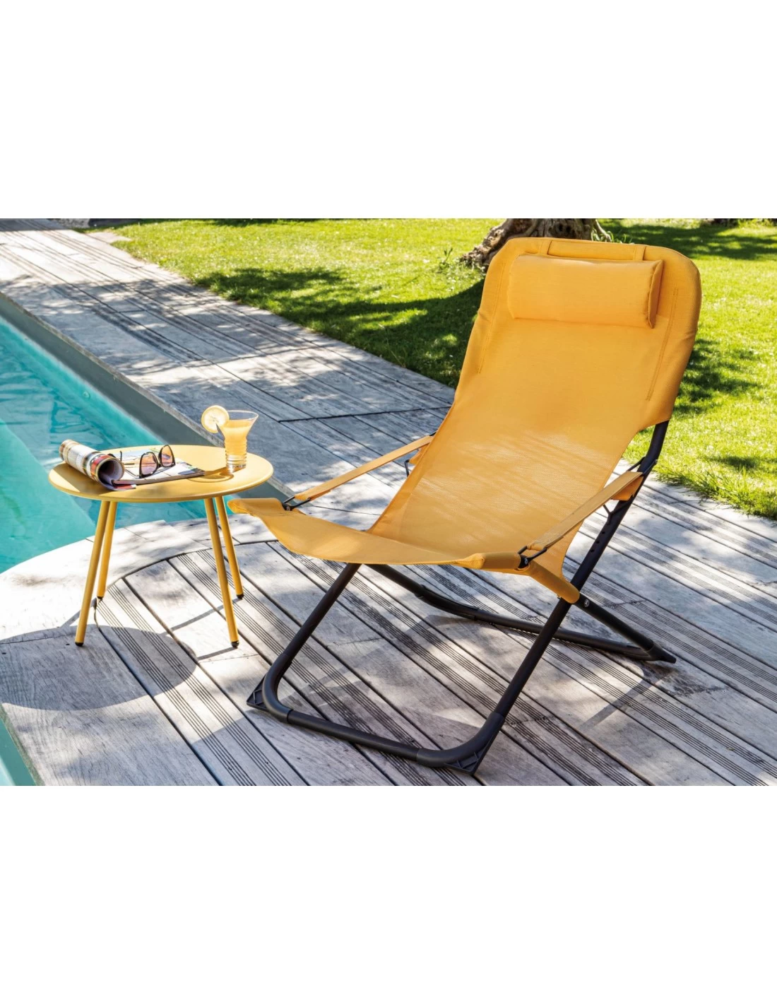 Relax De Jardin Pliant Easy - Graphite / Moutarde 4 Relax De Jardin Pliant Easy - Graphite / Moutarde – Image 2