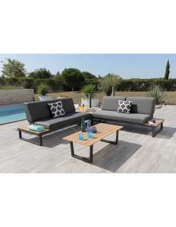 Salon D'angle Staten Avec Tablettes - Grey / Gris 29 Salon D'angle Staten Avec Tablettes - Grey / Gris -Art de jardin pour la maison salon d angle staten avec tablettes coloris au choix 11