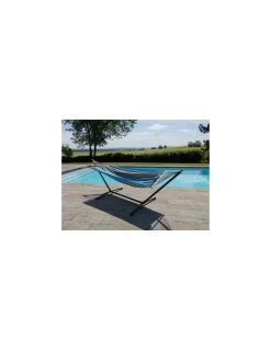 Set Hamac Metalik - Hamac Avec Support - Jobek - Turquoise Anthracite XL 140X300 -Art de jardin pour la maison set hamac metalik hamac avec support toile au choix jobek 15