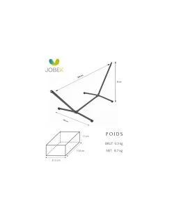 Set Hamac Metalik - Hamac Avec Support - Jobek - Turquoise Anthracite XL 140X300 -Art de jardin pour la maison set hamac metalik hamac avec support toile au choix jobek 16