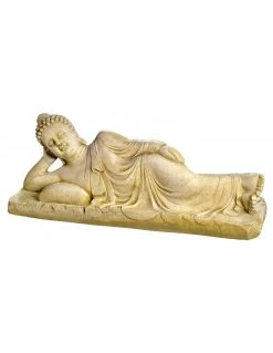 Statue Bouddha Couché L.72 Cm Patinée Vieillie