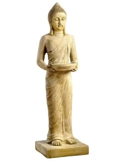 Statue Bouddha Debout H.101 Cm Patinée Vieillie