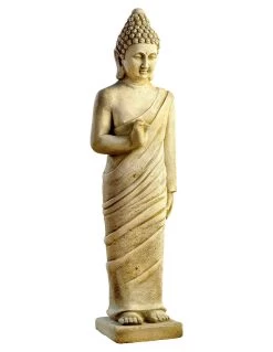 Statue Bouddha Debout H.84 Cm Patinée Vieillie