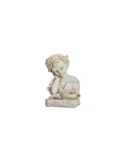 Statue Fillette Au Livre H.24 Cm Patinée Vieillie