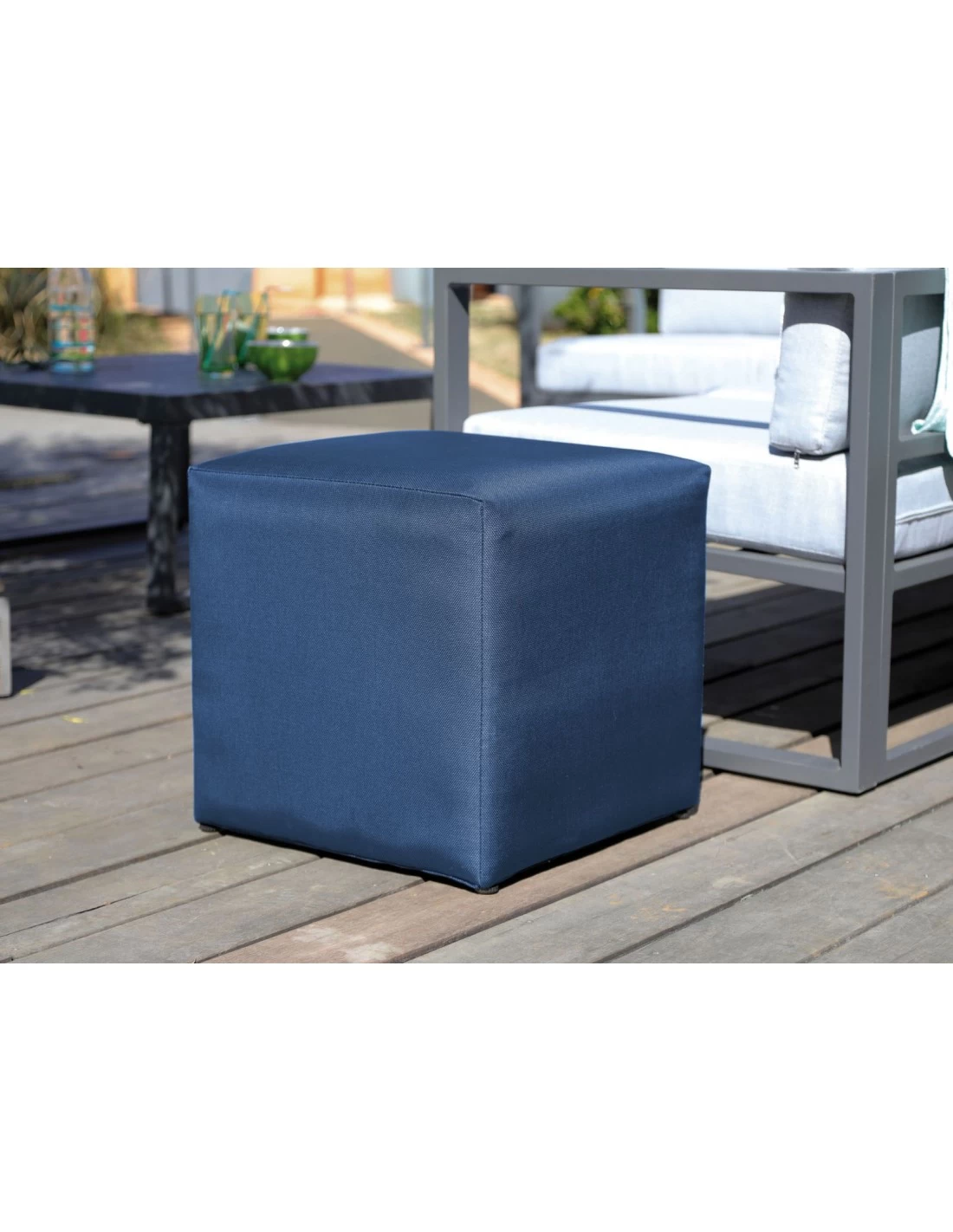 Tabouret CUB 43 X 43 Cm En Aluminium Et Toile TPEP - Bleu 4 Tabouret CUB 43 X 43 Cm En Aluminium Et Toile TPEP - Bleu – Image 2
