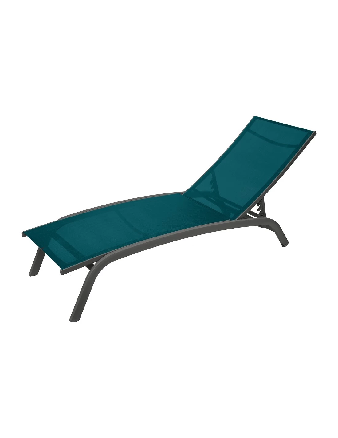 Transat Bonao 4 Positions - Aluminium Et Texaline - Graphite / Bleu Canard 4 Transat Bonao 4 Positions - Aluminium Et Texaline - Graphite / Bleu Canard – Image 2