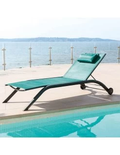 Transat De Jardin Milenio - 5 Positions - Aluminium Et Texaline - Graphite / Émeraude