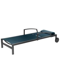 Transat De Jardin Ocala 4 Positions Aluminium Et Texaline - Graphite / Bleu Canard -Art de jardin pour la maison transat de jardin ocala 4 positions aluminium et texaline 2