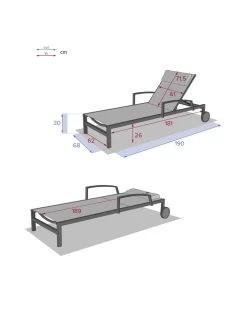 Transat De Jardin Ocala 4 Positions Aluminium Et Texaline - Graphite / Bleu Canard -Art de jardin pour la maison transat de jardin ocala 4 positions aluminium et texaline 6