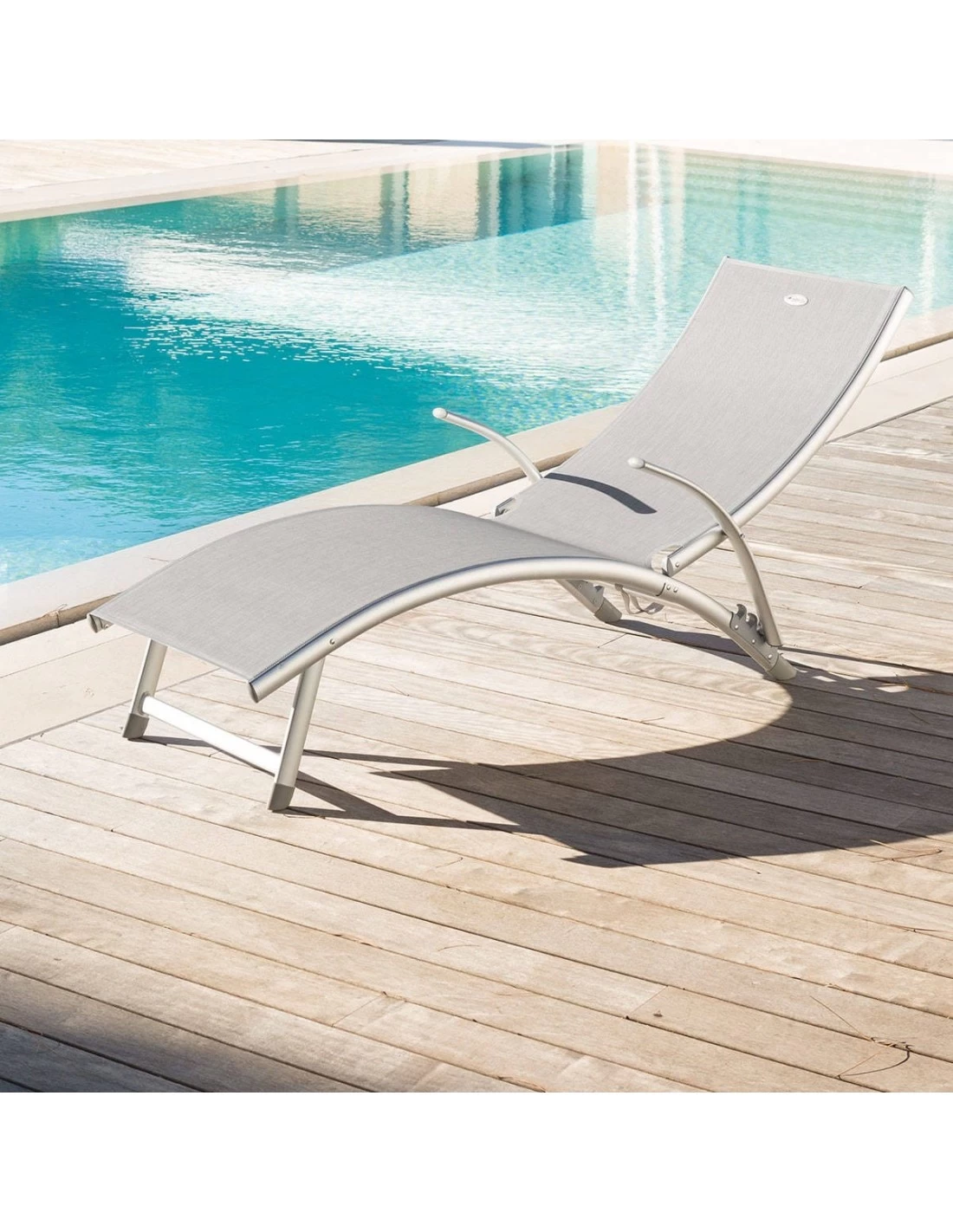 Transat Pliant Samba - 4 Positions - Aluminium Anodisé - Galet 4 Transat Pliant Samba - 4 Positions - Aluminium Anodisé - Galet – Image 2