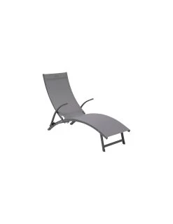 Transat Pliant Samba - 4 Positions - Aluminium Anodisé - Graphite / Anthracite -Art de jardin pour la maison transat pliant samba 4 positions aluminium anodise graphite anthracite 1 4