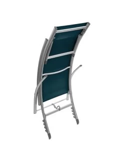 Transat Pliant Samba - 4 Positions - Aluminium Anodisé - Graphite / Bleu Canard -Art de jardin pour la maison transat pliant samba 4 positions aluminium anodise graphite bleu canard 3